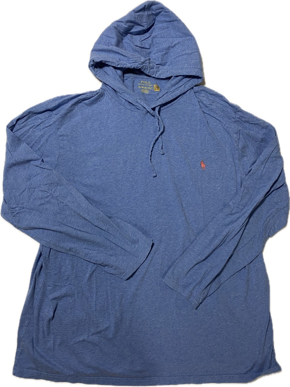 Polo by Ralph Lauren Blue Long-Sleeve Hooded Tee with Embroidered Pony